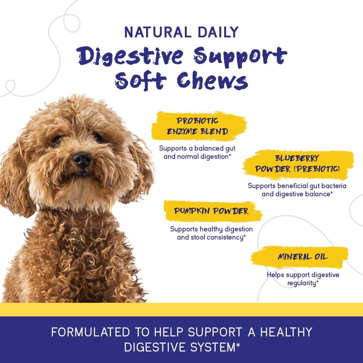 PupGrade Apoyo Digestivo para Perros, Sabor a Pato - 60 Masticables Suaves