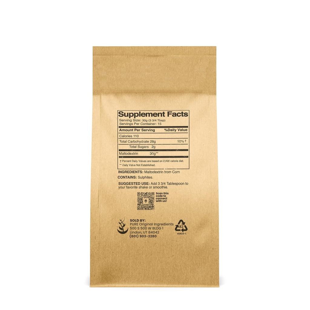 Pure Original Ingredients Maltodextrina (450 g) Aglutinante y Espesante, Sin Sabor, Sin Aditivos
