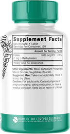 Nutri 5-MTHF L-Metilfolato 1 mg - 120 Comprimidos Veganos - Complemento Alimenticio
