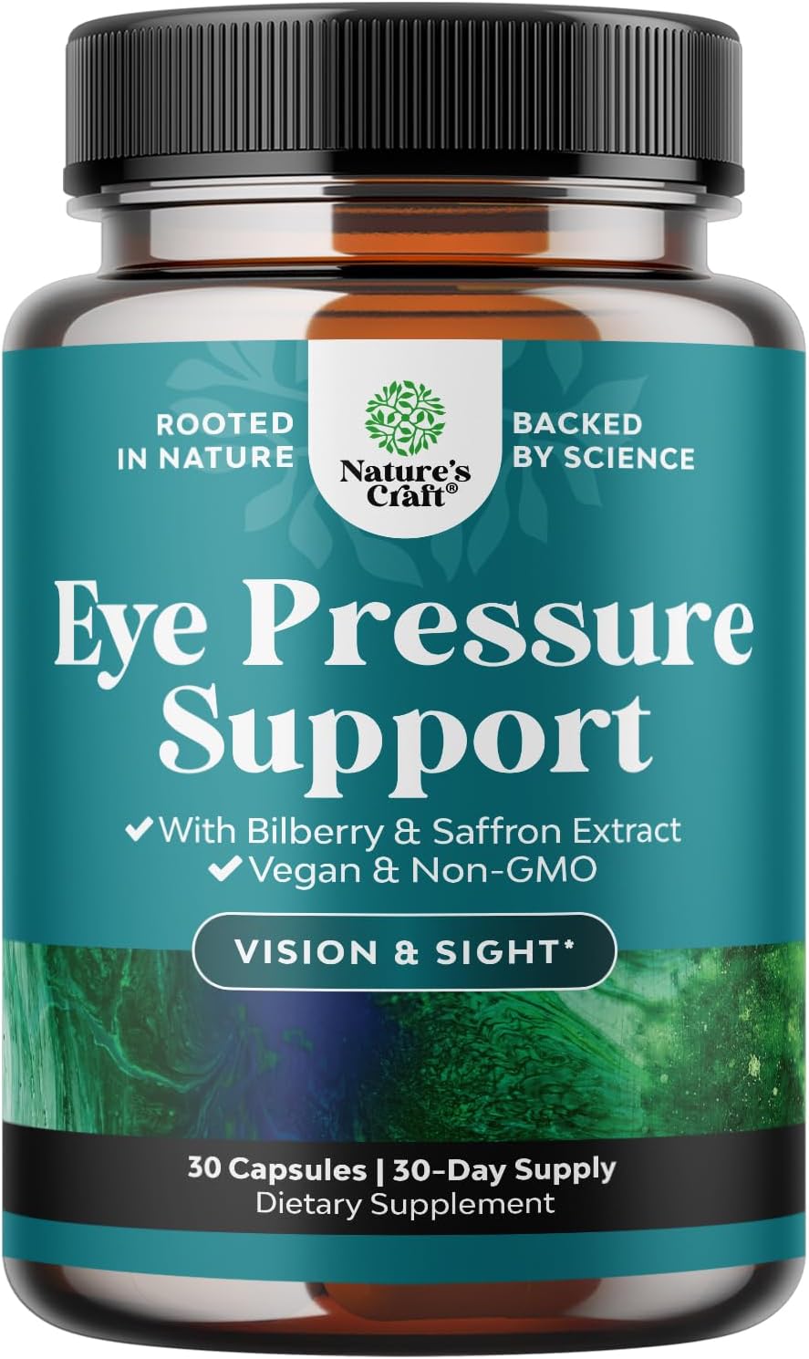 Natures Craft Eye Pressure Support con extracto de arándano - Suplemento vegano para la salud ocular - 30 cápsulas