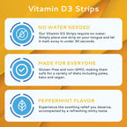 CALMOUR Vitamin D3 Strips 100 Unidades | 2000 UI Vitamina D3 Oral Disoluble | Sabor Menta