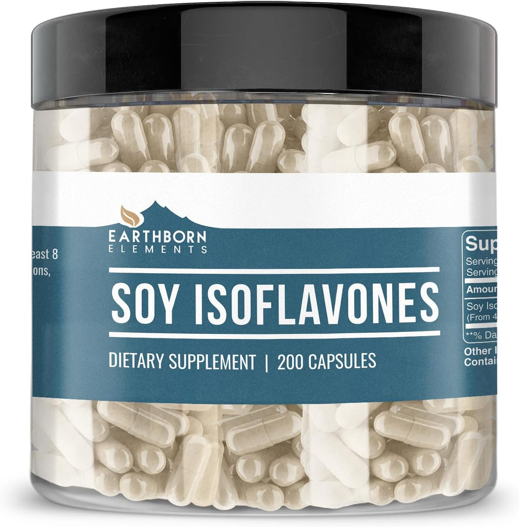 Earthborn Elements Isoflavonas de Soja - 200 Cápsulas, Puras y sin Aditivos