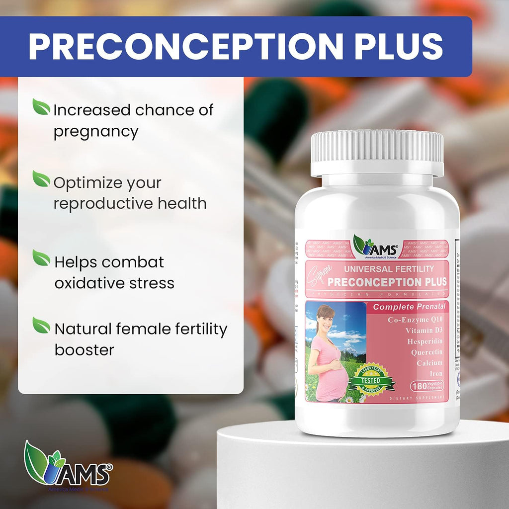 Preconception Plus - 180 Cápsulas - Suplemento para la Concepción y Fertilidad Femenina