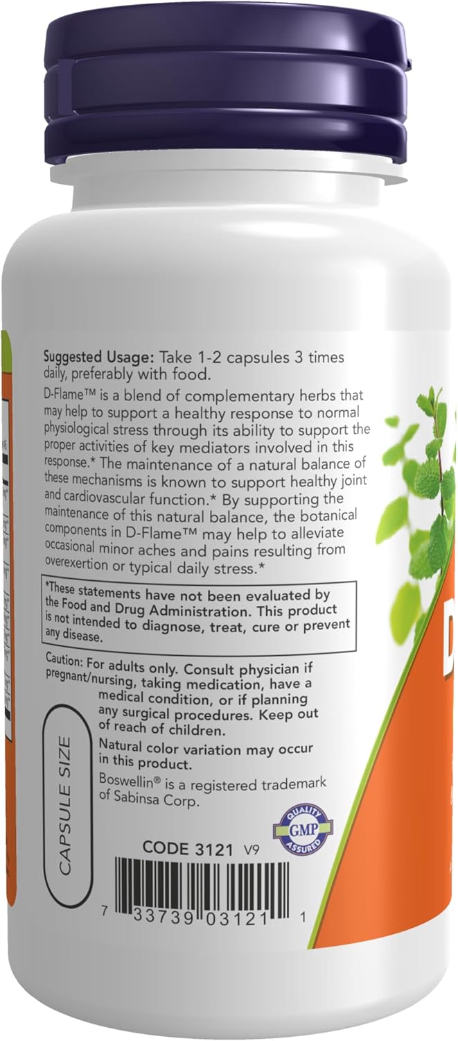 NOW Foods D-Flame™, 90 Cápsulas Vegetales - Apoyo para el Esfuerzo Físico