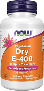 NOW Foods Vitamin E 400 IU - D-Alpha Tocopherol, Dry, 100 Veg Capsules