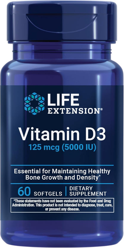 Life Extension Vitamina D3 125 mcg (5000 UI) – Absorción de calcio y fósforo: La vitamina D contribuye a la – Image 1