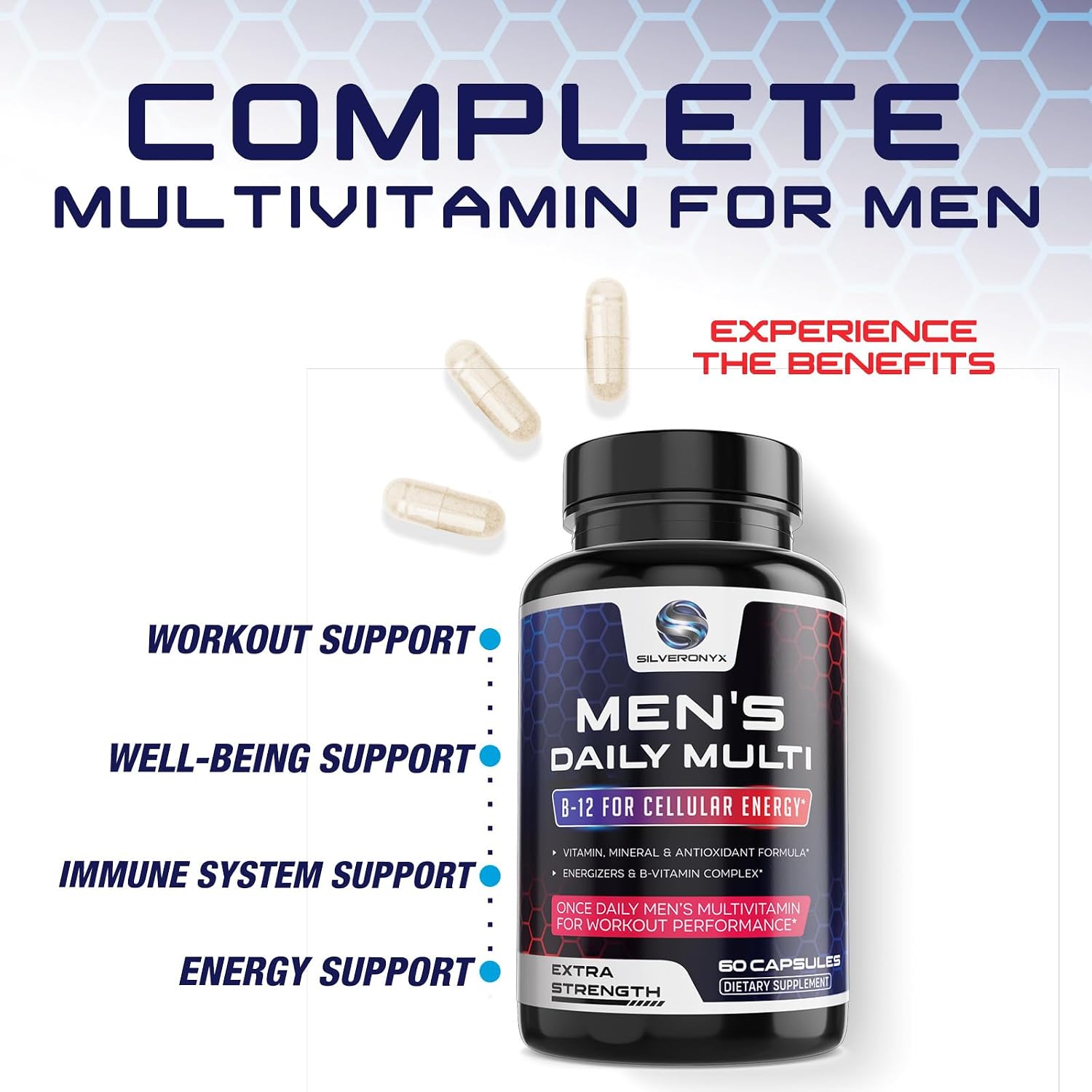 Multivitamínico para Hombres - Complejo de Vitaminas y Minerales, 60 Cápsulas