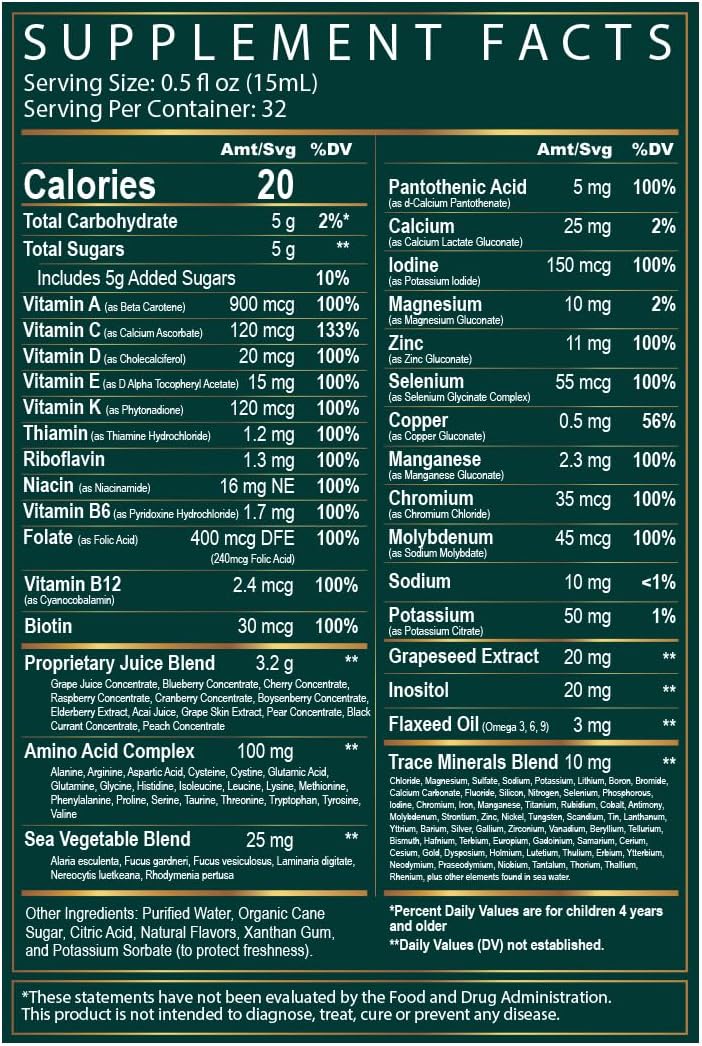 Wellgenix Balanced Essentials Kids Liquid Multivitamin - Multivitamínico Líquido Infantil con 94 Nutrientes, 473 ml