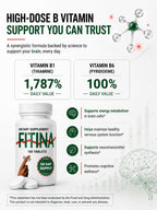 Fitina Suplemento Cerebral con Vitamina B6 y Tiamina | Alta Dosis de Vitaminas B para el Sistema Nervioso, 100 Comprimidos