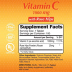 ALFA VITAMINS Vitamina C con Rosa Mosqueta - 1000 mg por dosis - Apoyo Inmunológico y Antioxidante - 100 Comprimidos - No GMO, Vegano, Sin Gluten