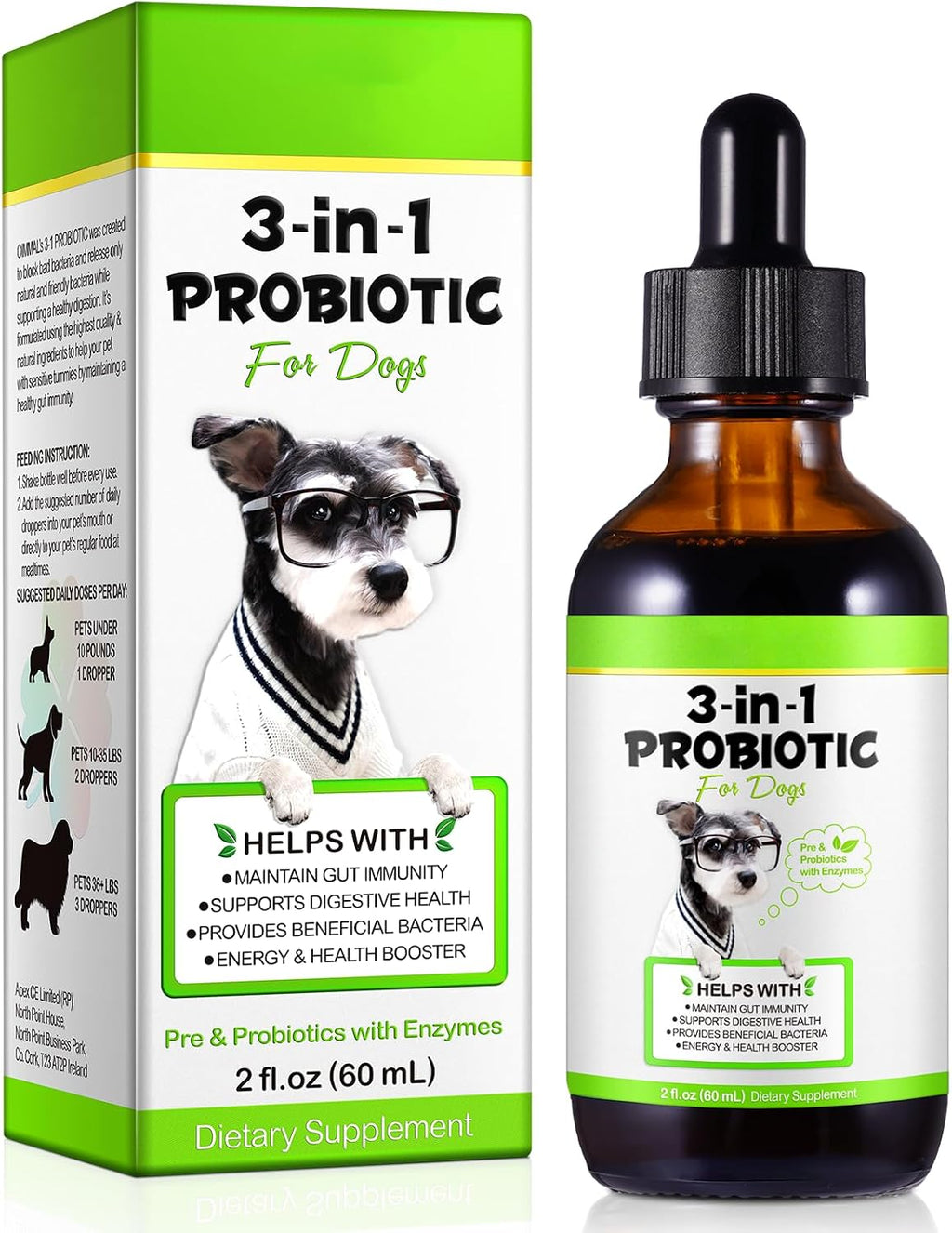 Probiótico Líquido para Perros 3 en 1 - 60 ml | Salud Digestiva e Inmunidad