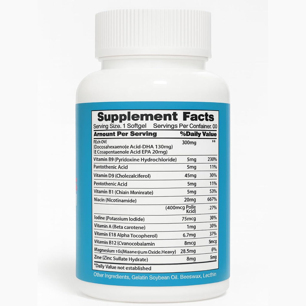 Vidalocity Vitaminas Prenatales para Mujeres, Multivitamínico en Cápsulas: Omega 3 (EPA/DHA), Magnesio, Folato, Vitamina D3, C, B12, B6, A, K y Zinc, 60 Cápsulas (Suministro para 60 Días)