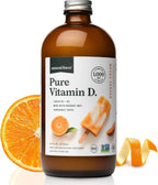 Natural Force Pure Vitamin D – Líquido D3 y K2 con MCT de Coco – 1,000 UI – Vegano – Sabor Naranja Crema – 473 ml