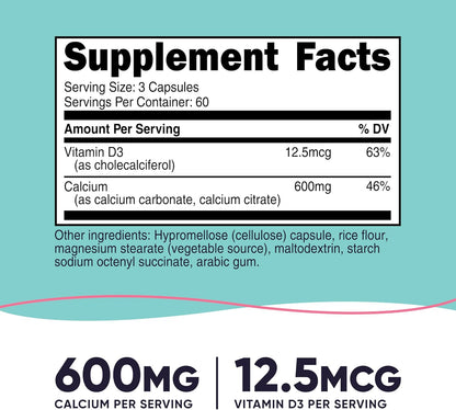 Nutricost Calcio (600 mg) + Vitamina D3 – El mantenimiento de los dientes en condiciones normales. – Image 2