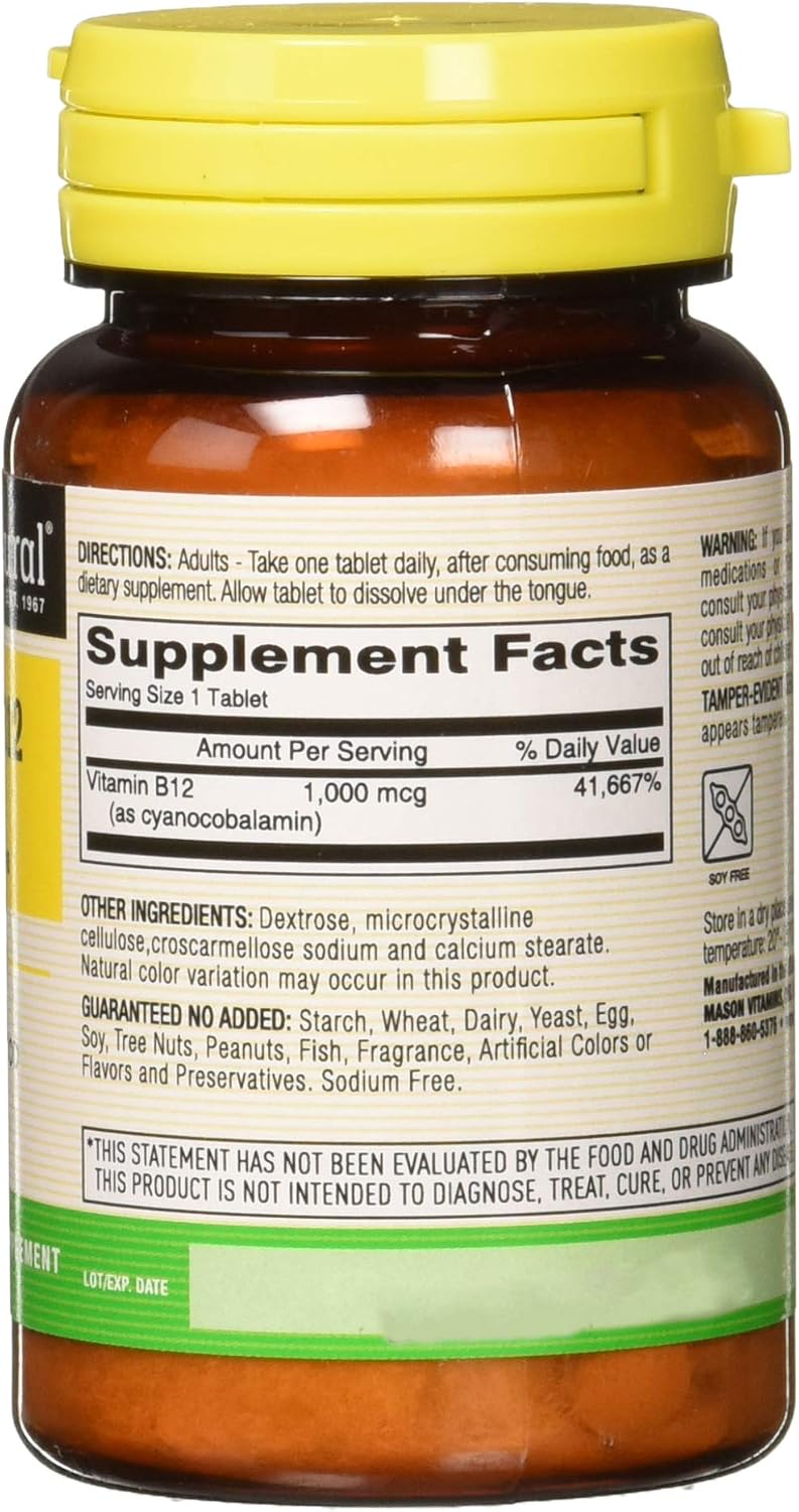 Mason Natural Vitamina B-12 1000mcg Comprimidos Sublinguales - 100 Unidades