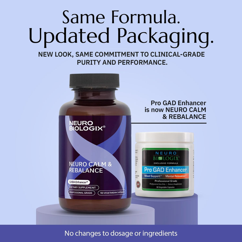Neurobiologix Neuro Calm & Rebalance - Complejo de L-teanina, Magnesio, Zinc y Kava Kava - 60 Cápsulas