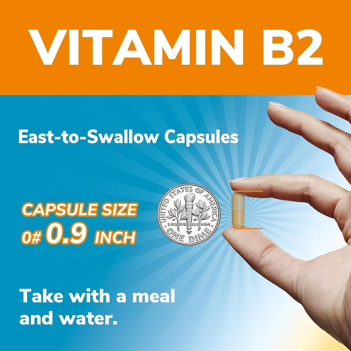 Vitamina B2 400 mg, Riboflavina, Vitamina B Esencial Diaria, Forma Fácilmente Absorbible, con B12, D3, VC, 120 Cápsulas – Image 5