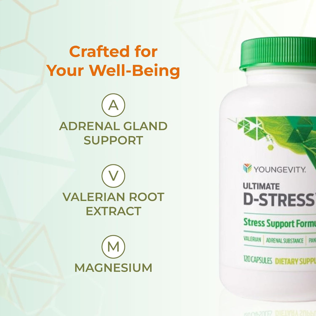 Youngevity Ultimate D-Stress – Complemento para el Estrés con Magnesio y Vitaminas B, 120 Cápsulas