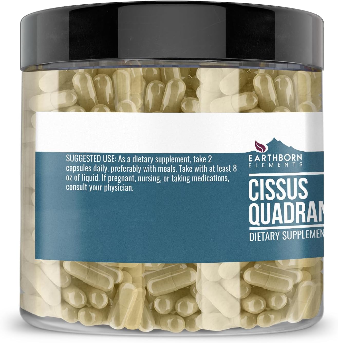 Earthborn Elements Cissus Quadrangularis 200 Cápsulas, Puro y sin Diluir, Sin Aditivos