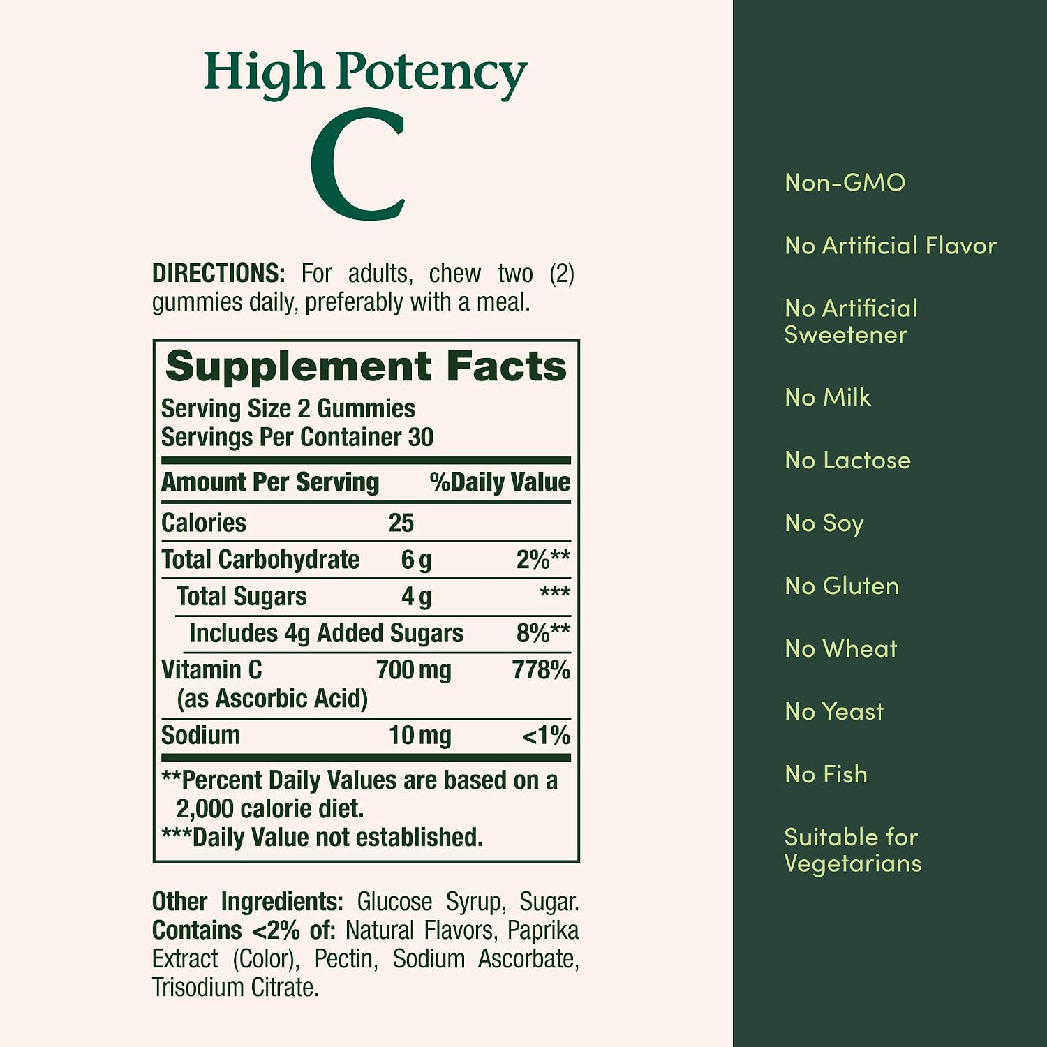 Nature's Bounty Gominolas de Vitamina C 700mg - Alta Potencia, Sabor Naranja, 60 Unidades