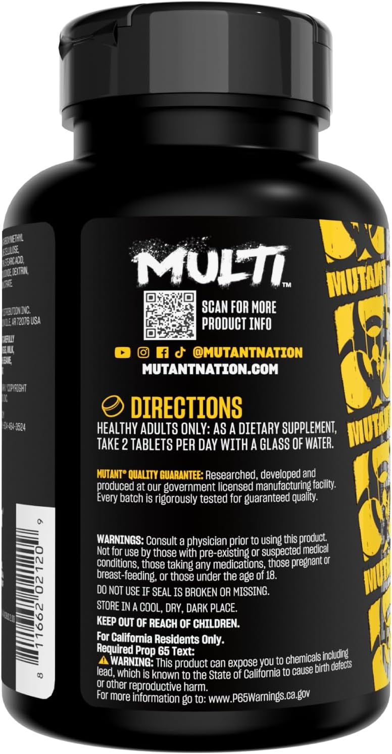 Mutant Multi High-Potency Multivitamin - 75+ Ingredients for Athletes, 60 Tablets