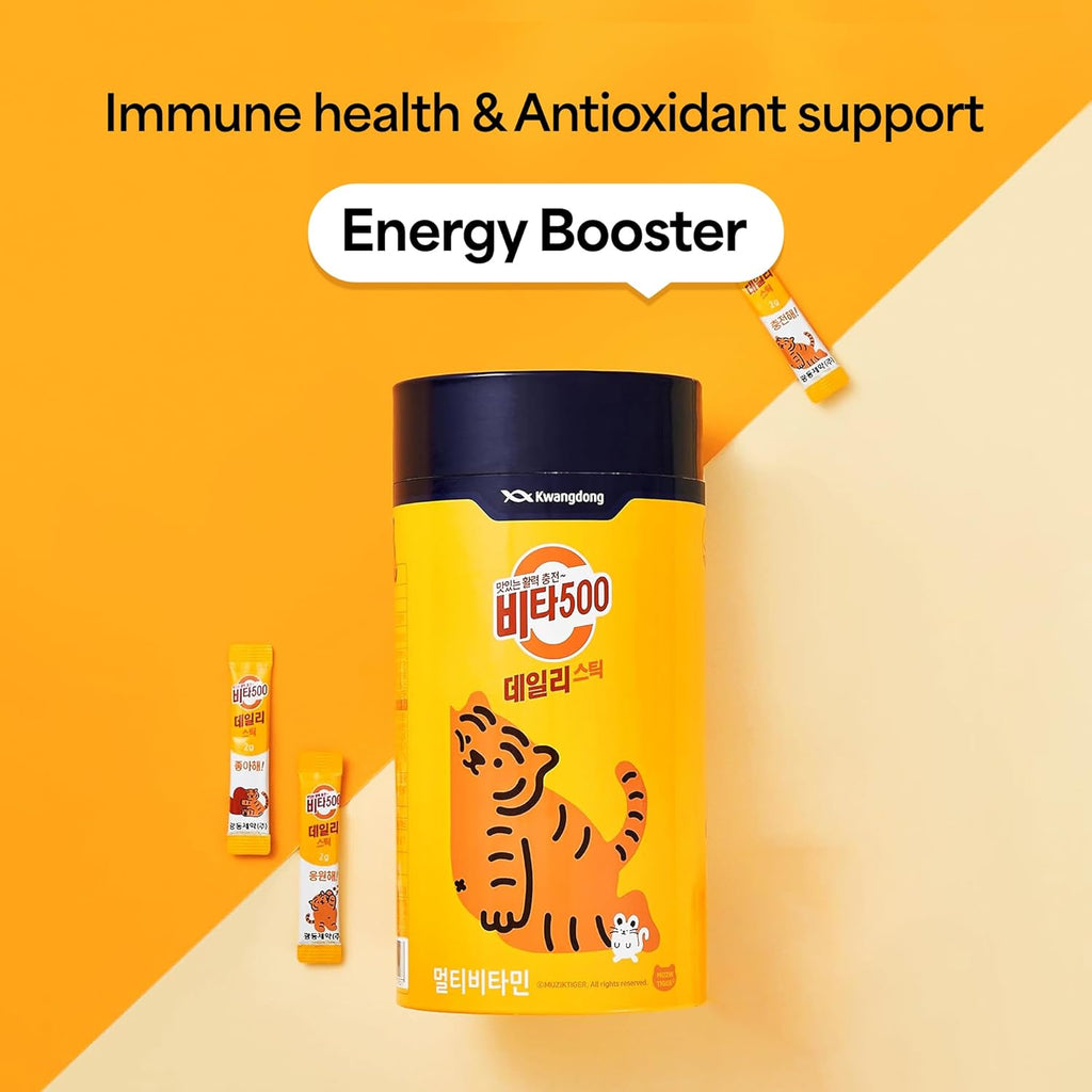 KWANGDONG Vita500 Multivitamínico en Polvo - Vitamina C 500mg + Complejo B - 180 Sticks (6 Meses)