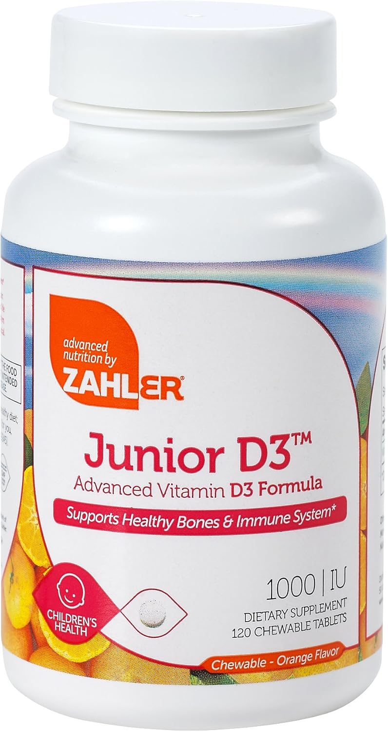 Zahler Junior D3 1000IU – Vitamina D3 Masticable para Niños, 240 Comprimidos