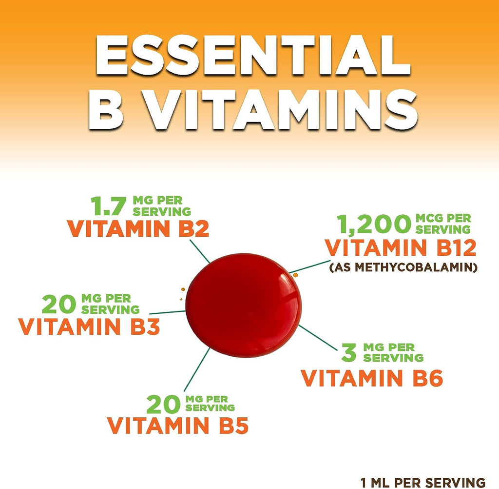 Vitamina B12 en Gotas - Metilcobalamina 1200 mcg - Complejo B Super B - Sabor Frambuesa - 60 ml