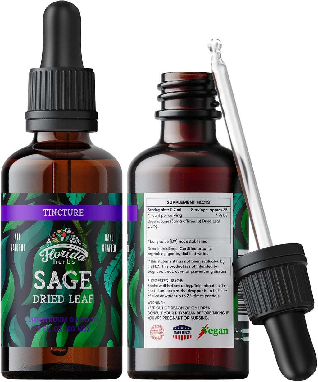 Extracto de Salvia Orgánico – Salvia officinalis – Sin Alcohol – 2 oz