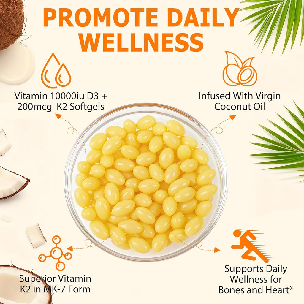 Newseel Vitamina D3 y K2 con Aceite de Coco – 120 Cápsulas Blandas