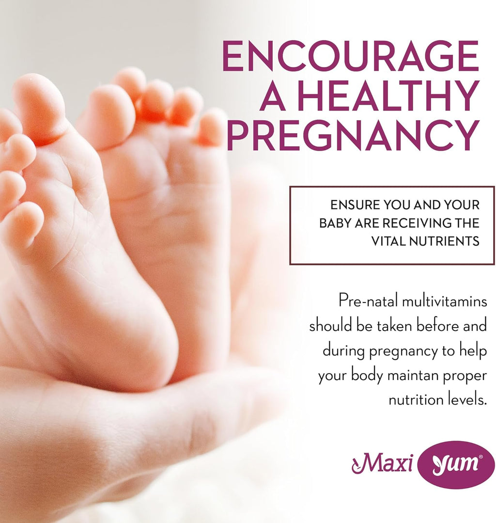 Maxi Health Gomitas Prenatales Orgánicas para Mujeres - Sabor Cereza, 60 Unidades