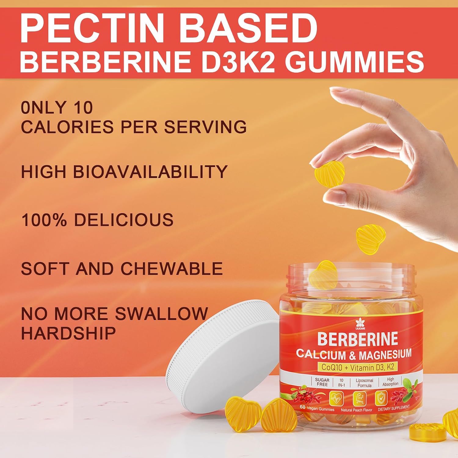 Gominolas de Berberina Sin Azúcar LILICARE - Absorción Extra con Berberina Liposomal