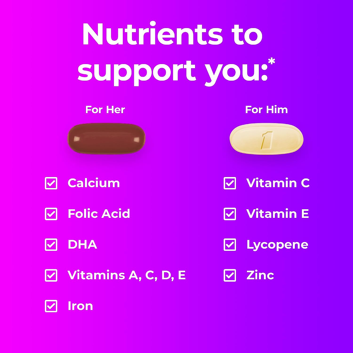 One A Day Pack Pre-Conception for Him and Her - 30+30 Capsules