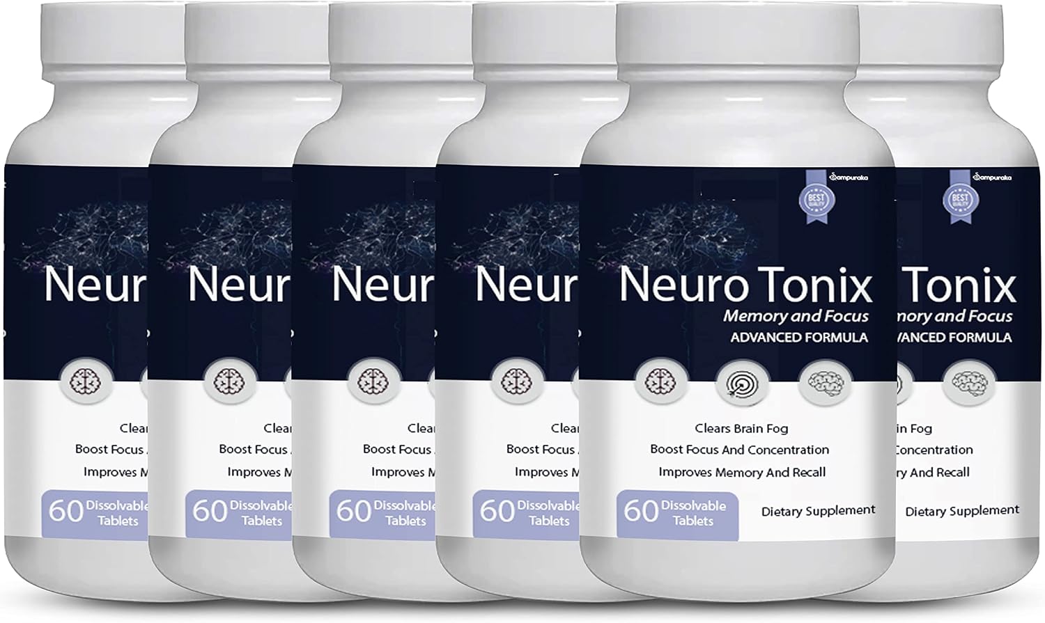 Neuro Tonix Advanced Formula for Memory and Focus - 6 Paquetes de 360 Cápsulas