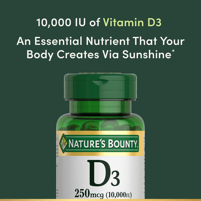 Nature's Bounty Vitamina D3 10000 UI, 72 Cápsulas Blandas – Image 4
