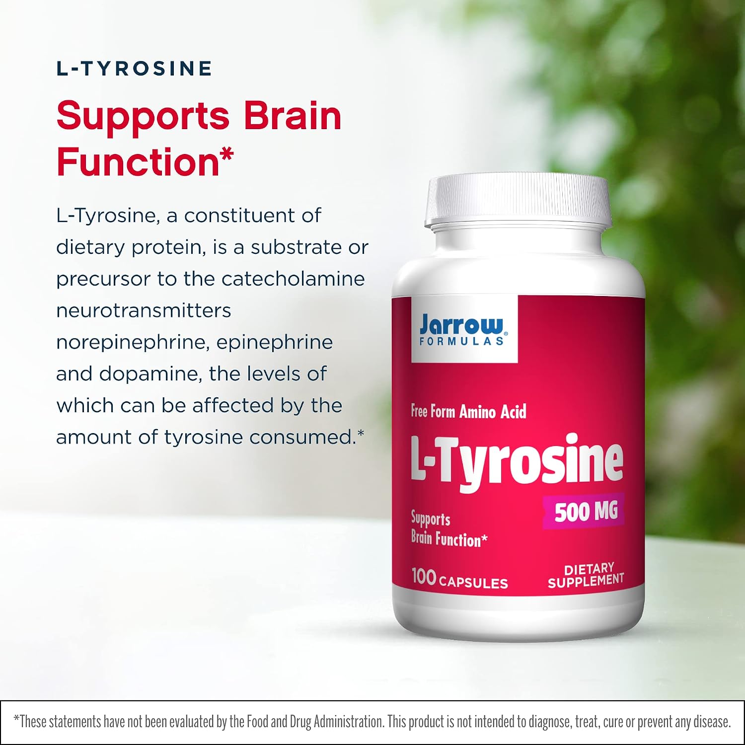 Jarrow Formulas L-Tirosina 500 mg - 200 Cápsulas (Pack de 2)