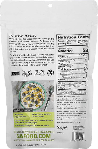 Polen de Abeja Raw Silvestre - Sunfood – Vitaminas del grupo B: Importantes para el metabolismo energético normal. – Image 2