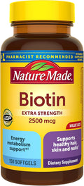 Nature Made Biotina 2500 mcg Máxima Potencia - 150 Cápsulas Blandas