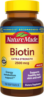 Nature Made Biotina 2500 mcg Máxima Potencia - 150 Cápsulas Blandas