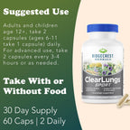 RidgeCrest Herbals ClearLungs Sport - Fórmula de Apoyo Respiratorio con Cordyceps, Rhodiola y Eleuthero | 60 Cápsulas Veganas
