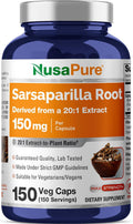 Cápsulas de Raíz de Zarzaparrilla NusaPure, 150 mg, 150 Cápsulas Veganas (No OGM, Vegano)