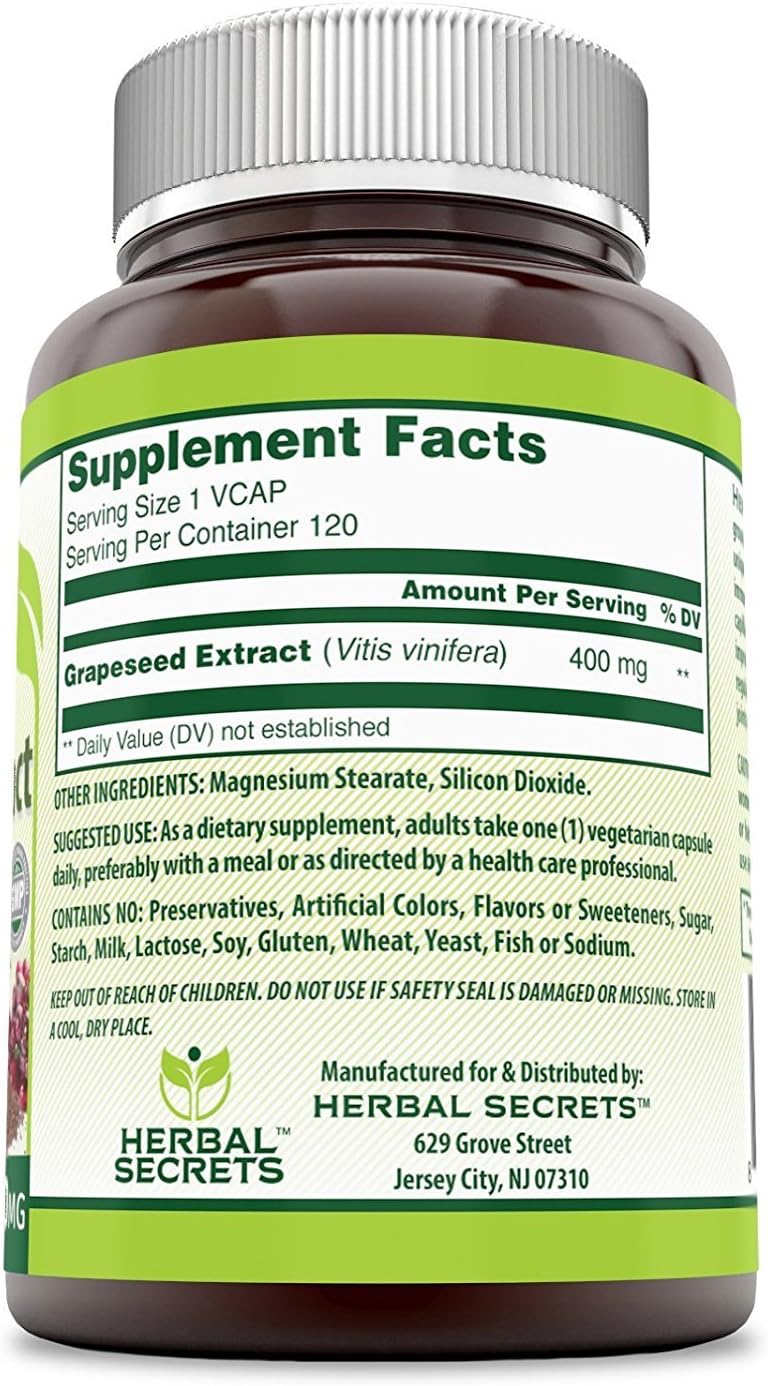 Herbal Secrets Extracto de Semilla de Uva 400 mg - 120 Cápsulas Vegetales (Pack de 2)