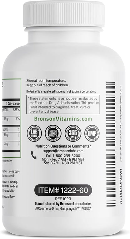 Bronson DIM Balance+ con Calcio D-Glucarato, Extracto de Brotes de Brócoli y Vitamina D3 | 200 mg de DIM por Cápsula | Apoya el Metabolismo del Estrógeno y el Equilibrio Hormonal | 60 Cápsulas Vegetales