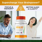 Arialief Cápsulas para la Memoria y Concentración, Fórmula Avanzada Aria LIEF para el Apoyo Cerebral, Nootrópico de Máxima Potencia, Natural, Paquete de 2
