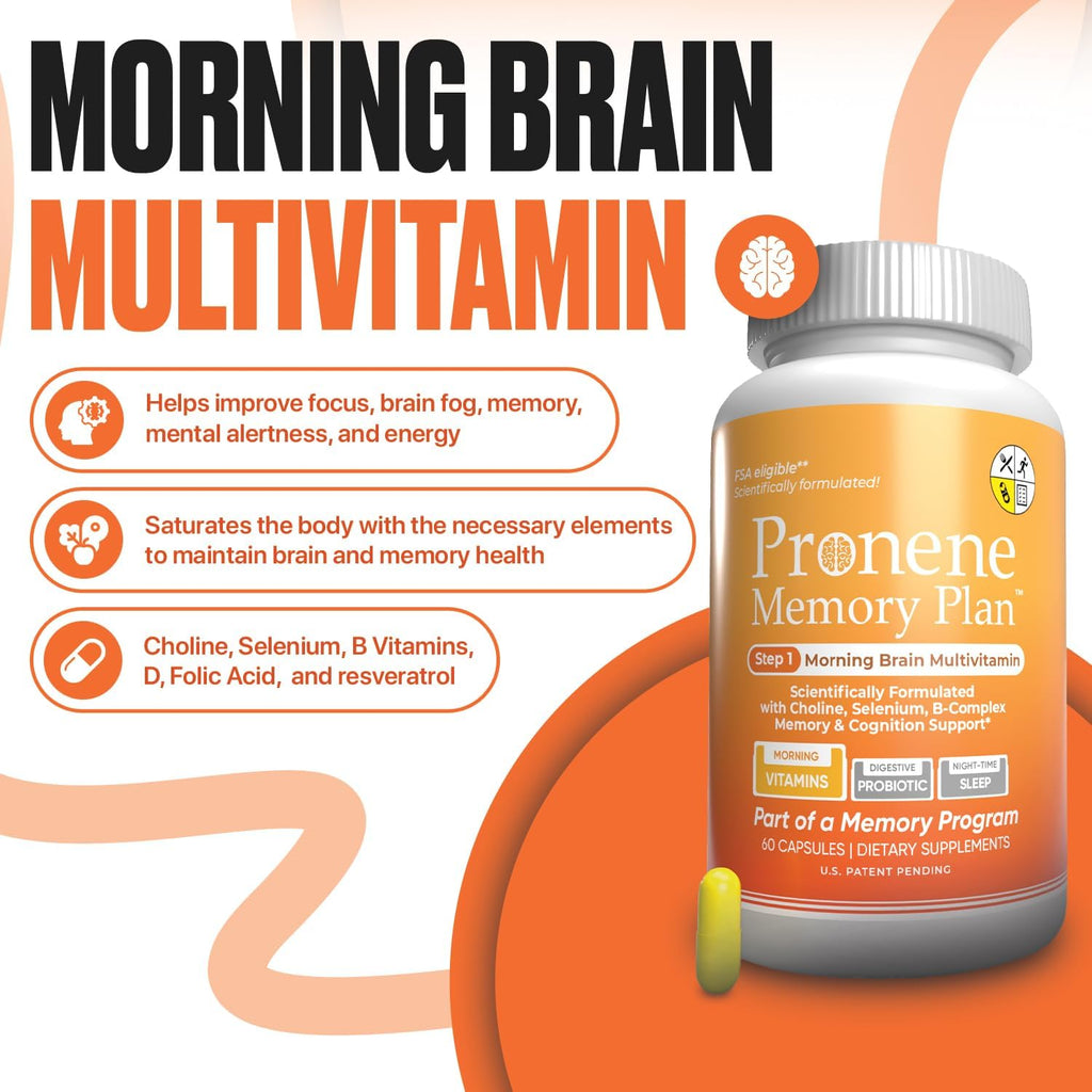 Pronene Memory Plan Morning Brain Multivitamin - Multivitamínico para la Memoria y Claridad Mental en Adultos 50+