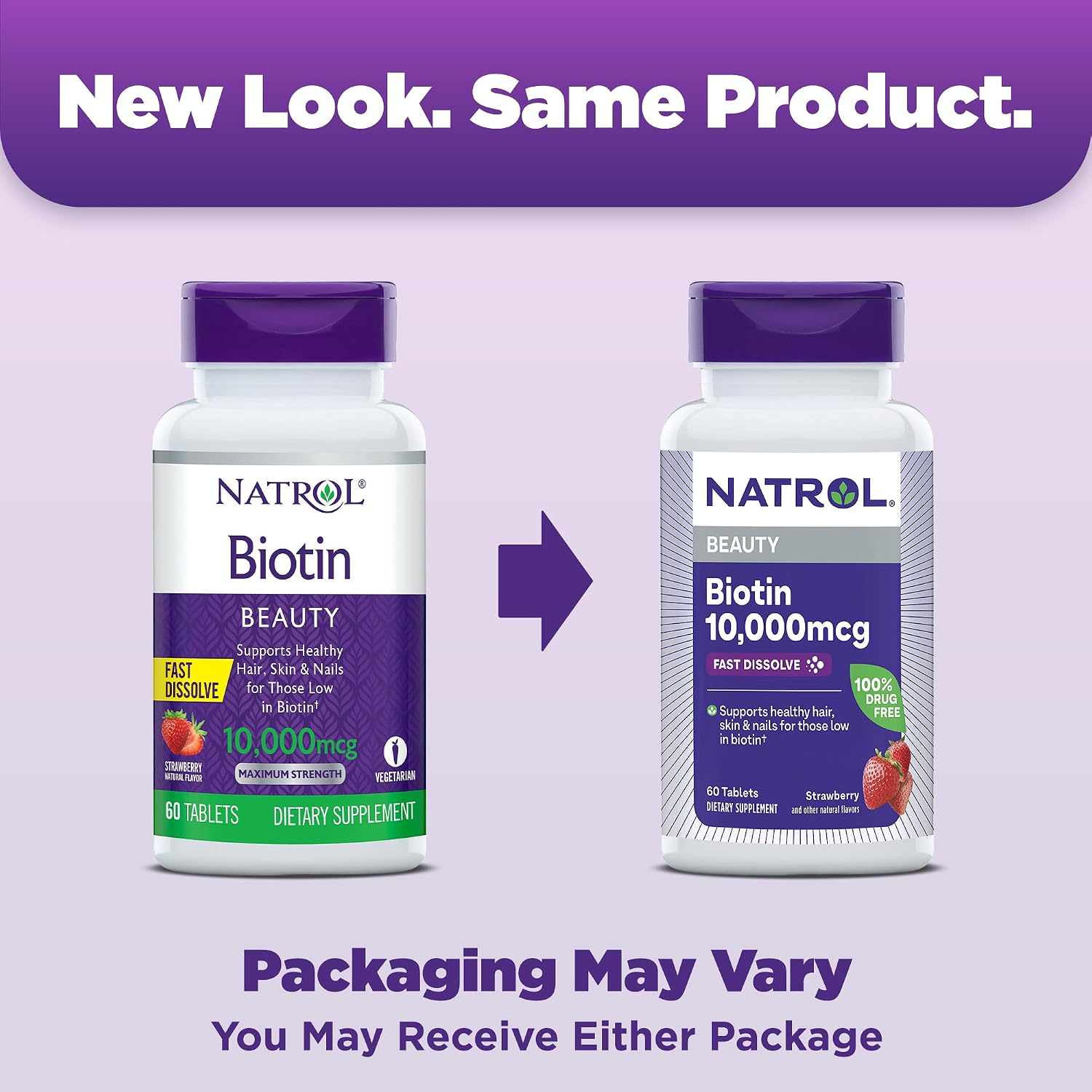 Natrol Biotin 10,000mcg, 60 Fast Dissolve Tablets