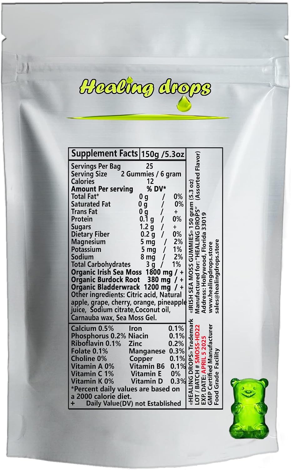 Sea Moss Gummies - Irish Sea Moss con Bladderwrack y Burdock Root | Vegano y Orgánico