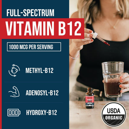BioActive Vitamin B12 1000 mcg | 3 Formas Bioactivas B12 + Metilfolato - Metil B12, Adenosil B12 e Hidroxi B12 | Sublingual, – Image 2