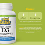 Natural Factors Vegan Vitamin D3 2000 IU - 90 Vegetarian Capsules
