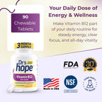 Vitamina B12 1000 mcg – 90 Comprimidos Masticables – Dr’s Hope